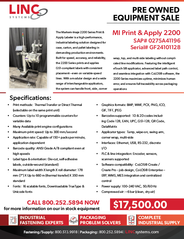 LINC Pre Owned Print & Apply 2200